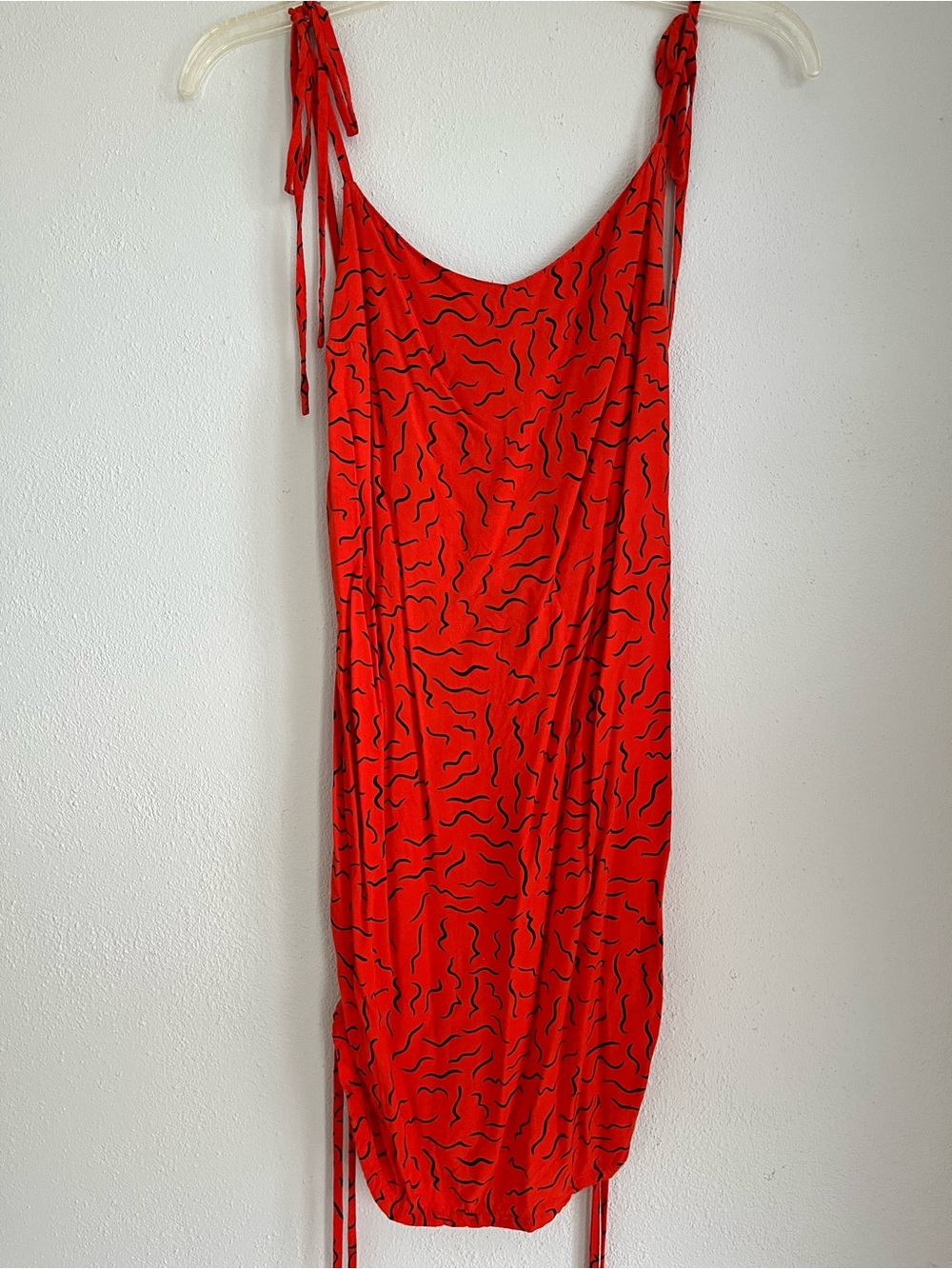 Valia Orange Dress with Black Abstract Print